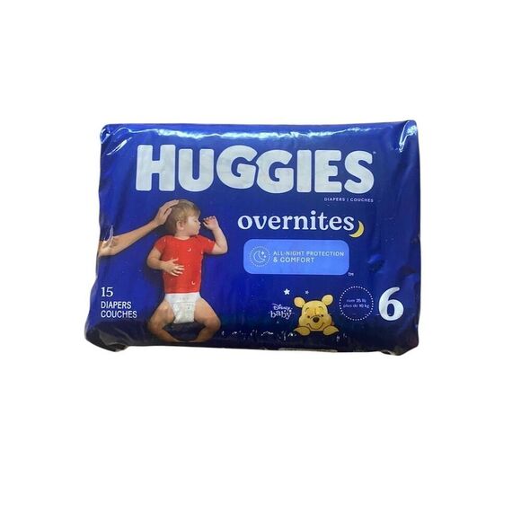 Huggies Overnites Size 6 Baby Diapers 15 Ct Nighttime Protection - Picture 6 of 6